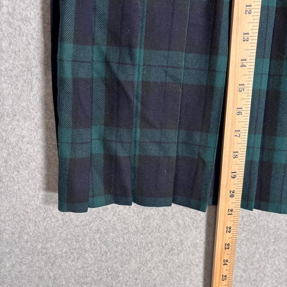 Vintage Evan Picone Tartan Pleated Skirt 28 Navy Green Wool School Girl Preppy - Picture 4 of 10